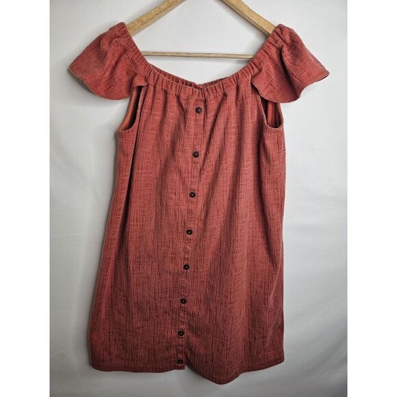 Madewell Texture & Thread Off-the-Shoulder Dress Size Medium - Picture 3 of 11